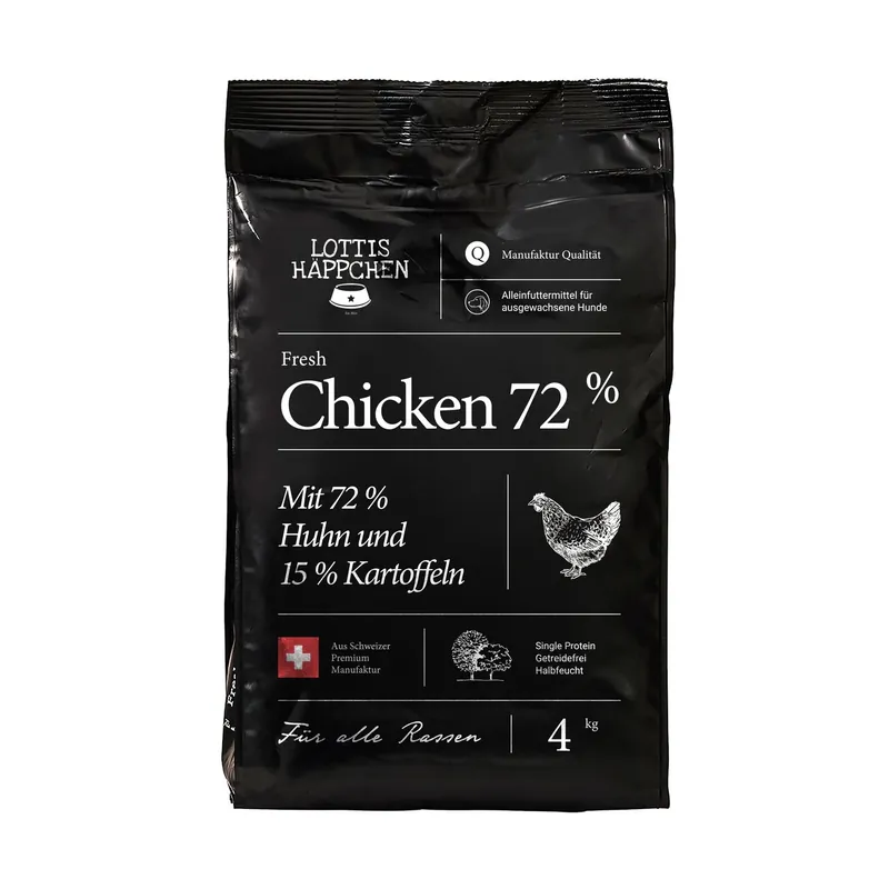 Highlight Sparpaket 3 x 4 kg Lottis Häppchen Fresh Chicken 72 % Hunde Trockenfutter